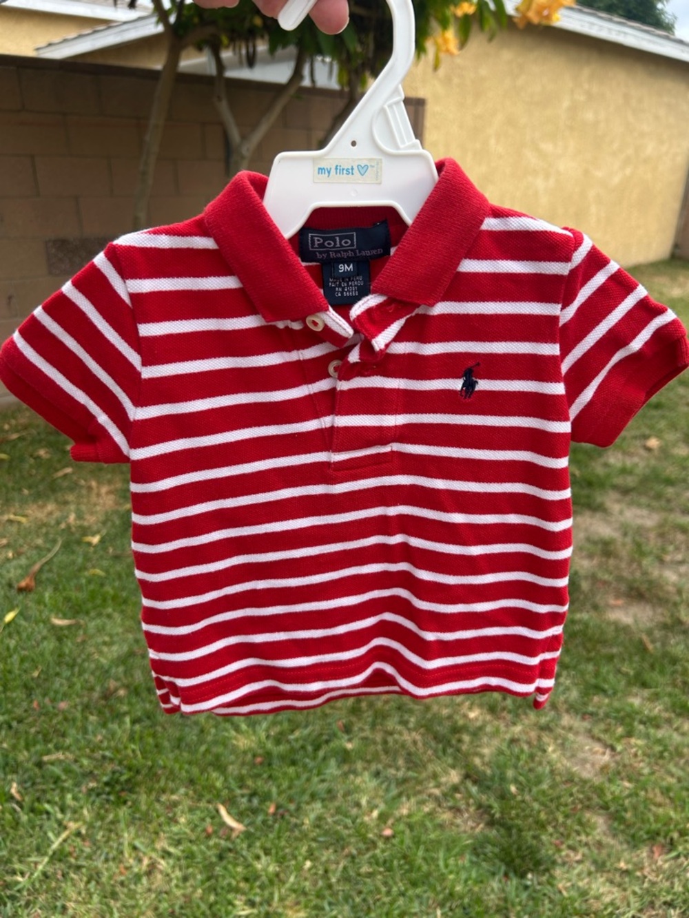 Ralph Lauren Red & White Striped Baby Polo